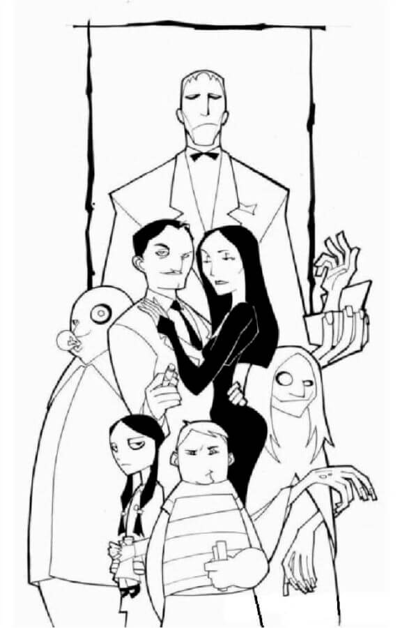 Desenhando Família Addams para colorir