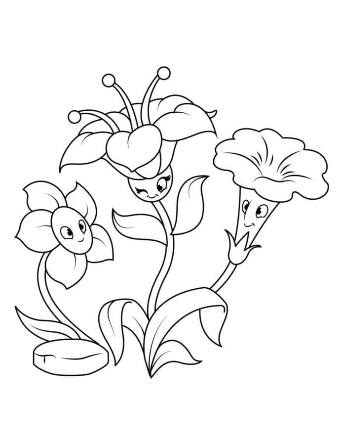 Desenhos de Desenhos Animados De Amigos De Flores Da Primavera para colorir