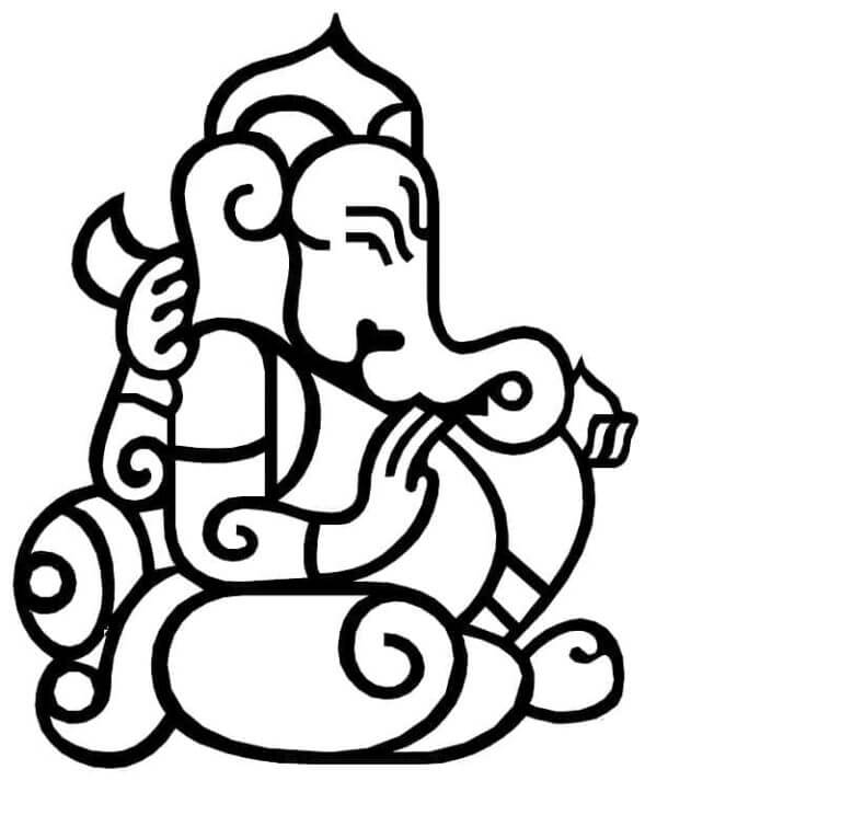 Deus Com Cabeça De Elefante Na Índia para colorir