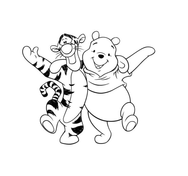 Engraçado Ursinho Pooh e Mendigo para colorir