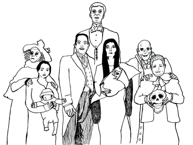 Família Addams Aterrorizante para colorir