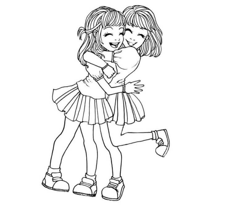 Desenhos de Felizes Melhores Amigos para colorir