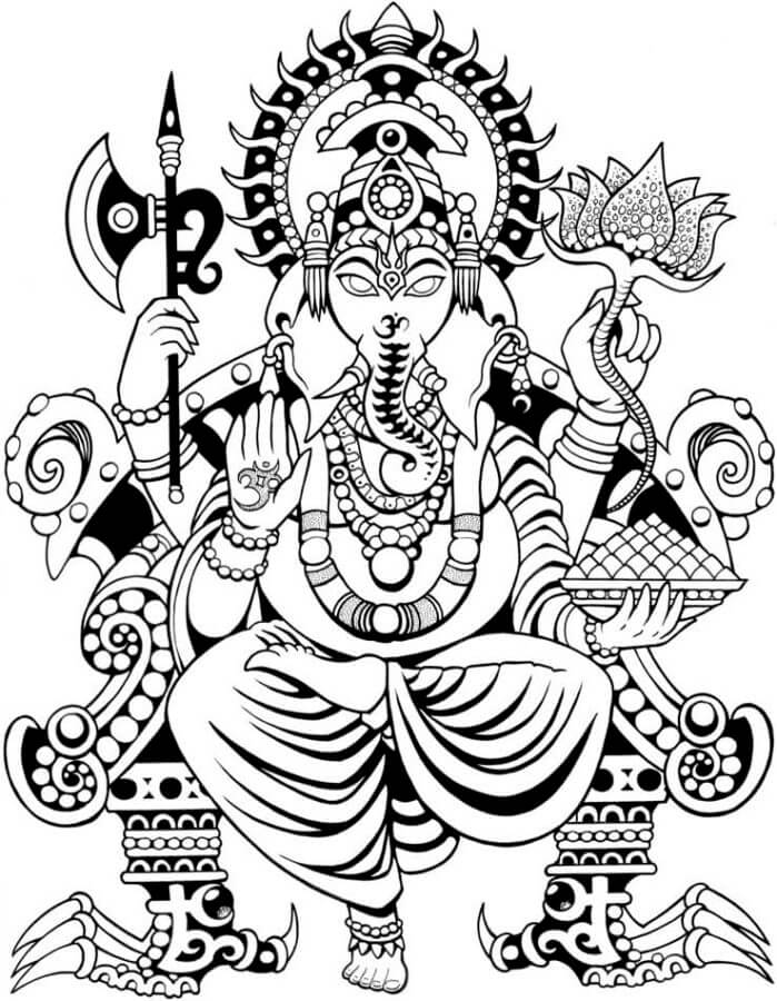 Desenhos de Filho de Shiva e Parvati para colorir