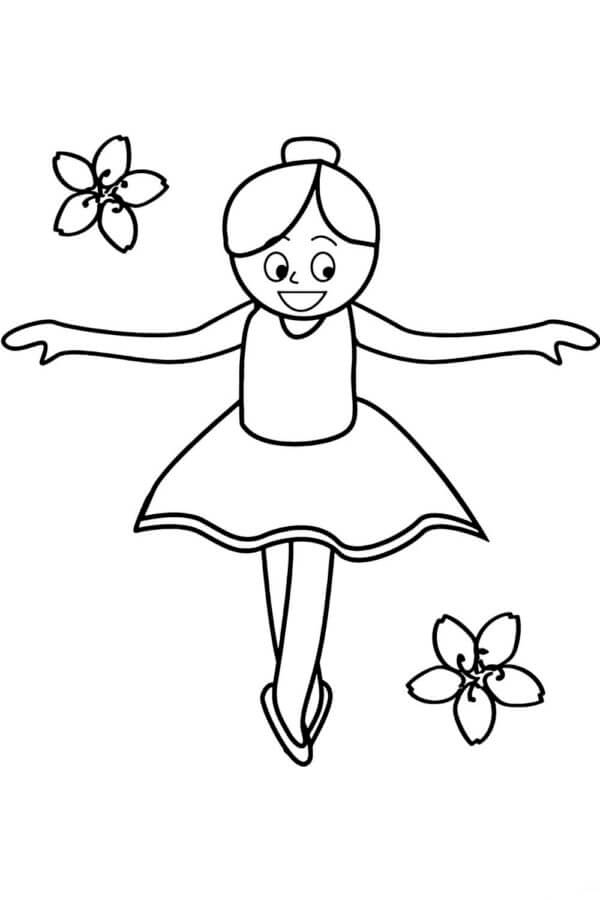 Desenhos de Flores e Bailarina para colorir