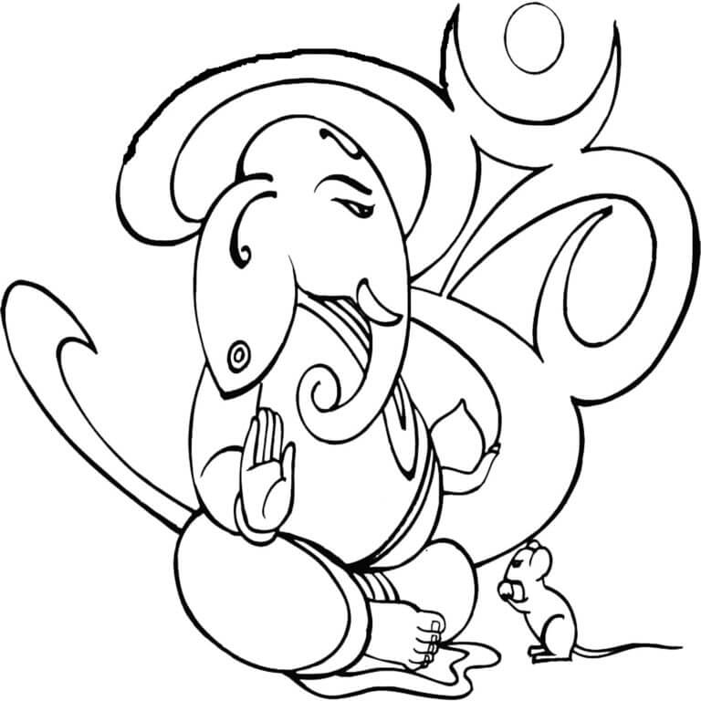 Ganesha Com Rato para colorir
