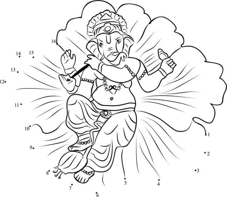 Desenhos de Ganesha Cor Por Número para colorir