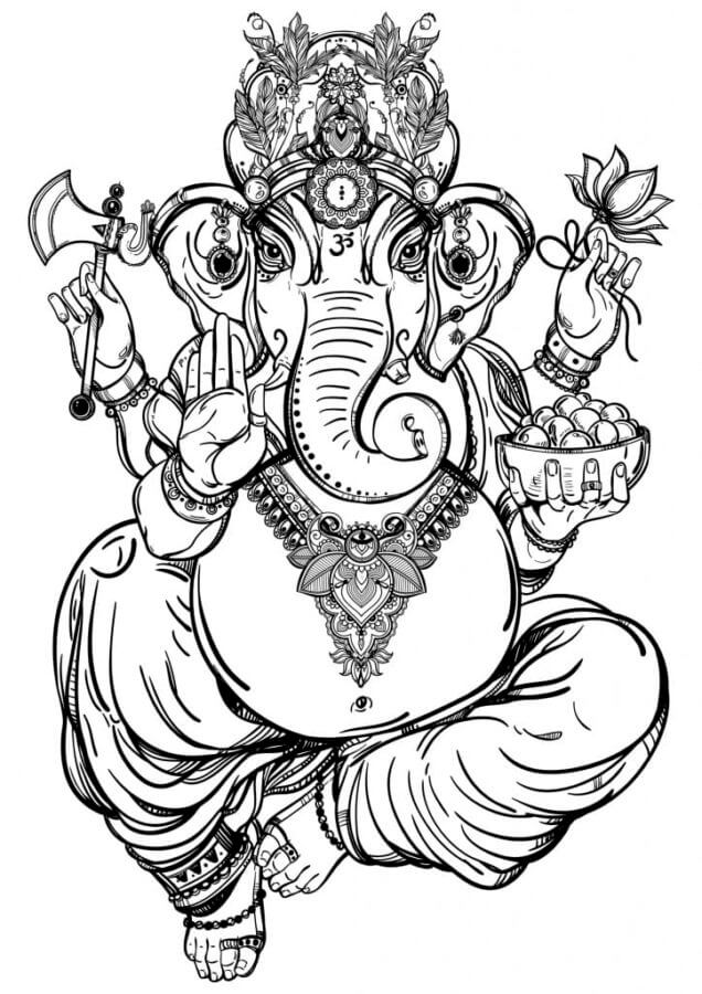 Desenhos de Ganesha Deus Da Sabedoria para colorir