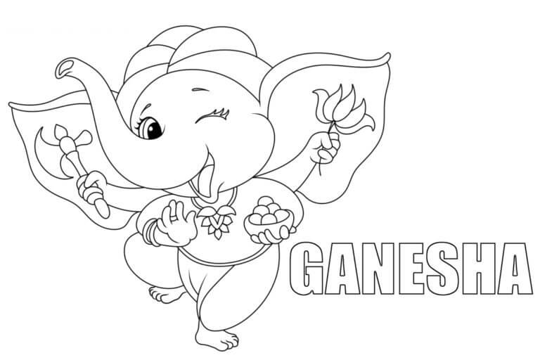 Desenhos de Ganesha Divertido para colorir