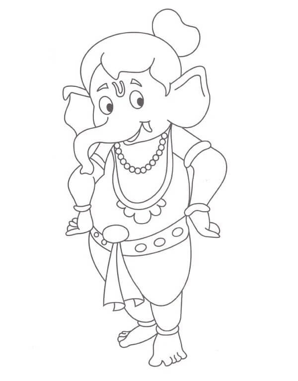 Desenhos de Ganesha Sorridente para colorir