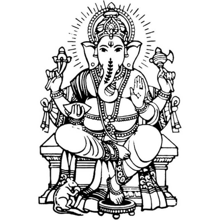 Ganesha Tem Uma Disposição Bem-Humorada para colorir