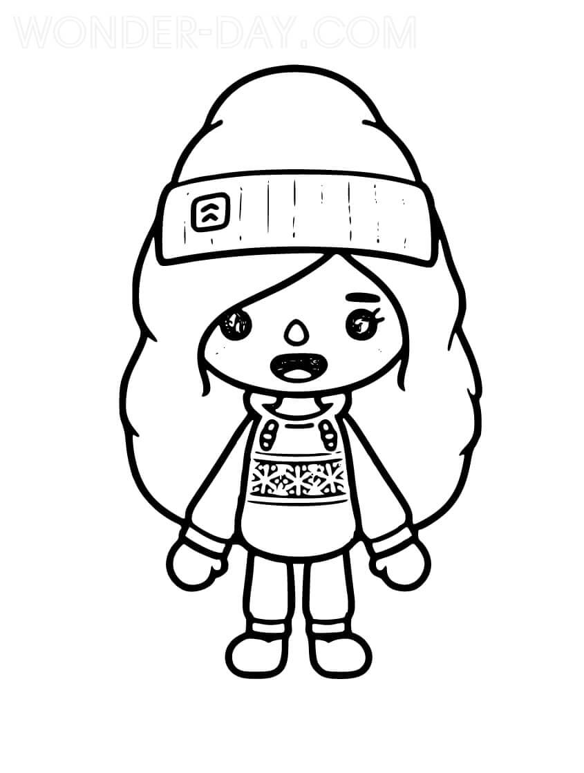 Garota Com Um Chapéu De Inverno para colorir