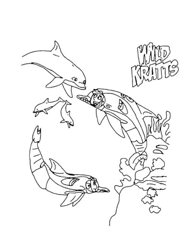 Desenhos de Irmãos Engenhosos Em Fantasias De Golfinhos para colorir