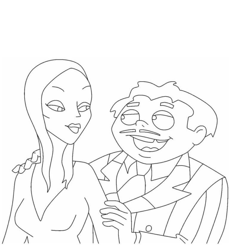 Desenhos de Jolly Gomez e Morticia para colorir
