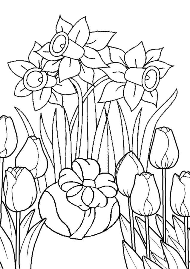 Desenhos de Lindas Flores De Páscoa para colorir
