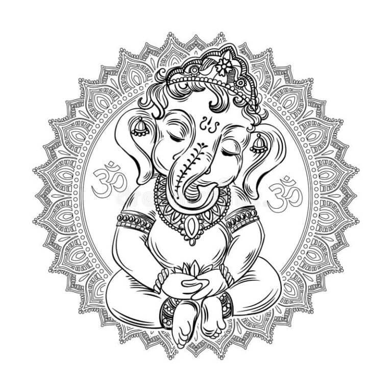 Desenhos de Mandala Ganapati Antiestresse para colorir