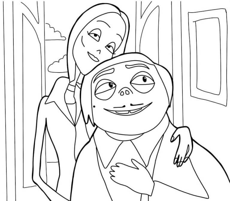 Desenhos de Morticia e Gomez Admirando Algo para colorir