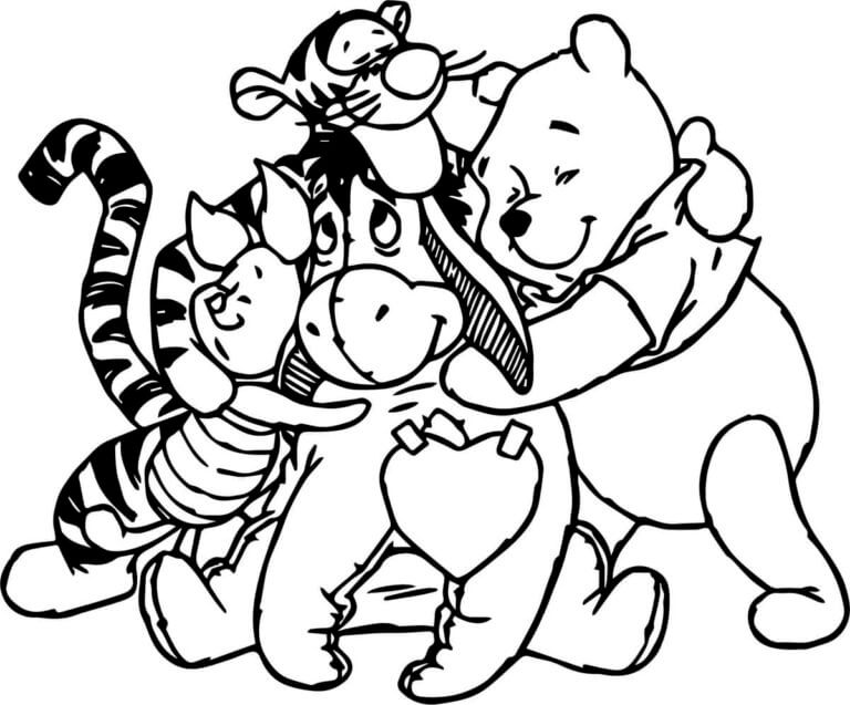 Desenhos de O Ursinho Pooh Com Seus Melhores Amigos para colorir