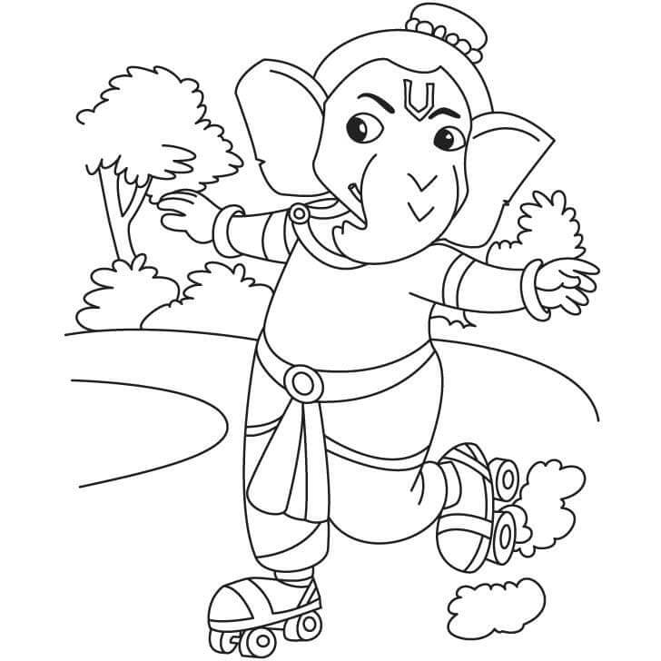 Patins Ganesha para colorir