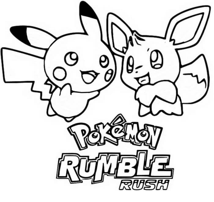 Desenhos de Pokémon Eevee e Pikachu para colorir