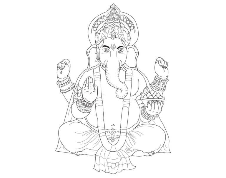 Desenhos de Sábio Ganesha para colorir