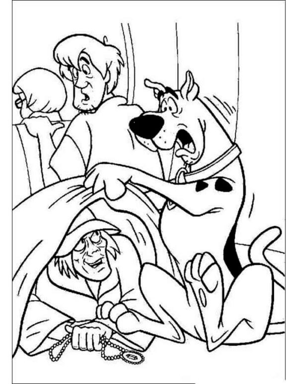 Desenhos de Scooby-Doo Assustado e Amigos Da Bruxa para colorir
