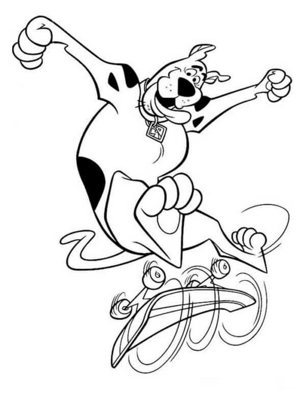 Desenhos de Scooby-Doo Brincando De Skate para colorir
