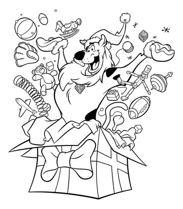 Desenhos de Scooby Doo Com Presentes para colorir