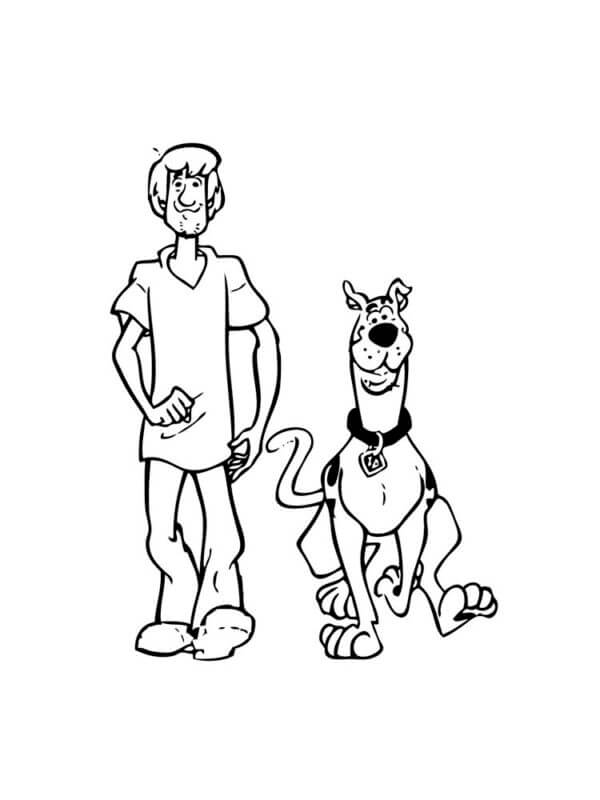 Desenhos de Scooby-Doo e Salsicha Andando para colorir