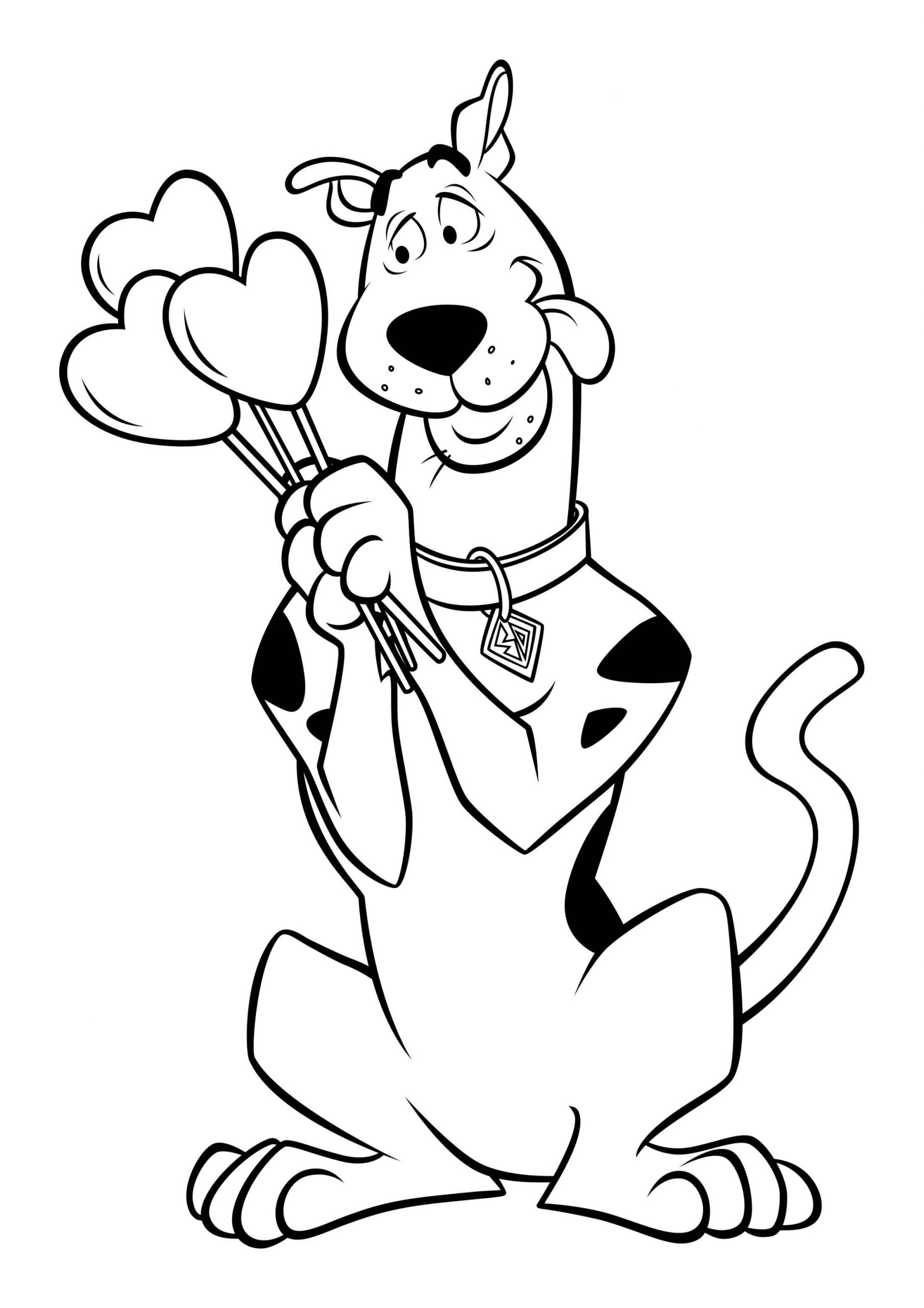 Desenhos de Scooby-Doo Segurando Bastões De Doces para colorir