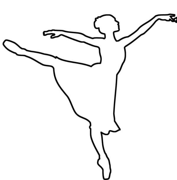 Silhueta De Uma Bailarina Com a Perna Levantada para colorir