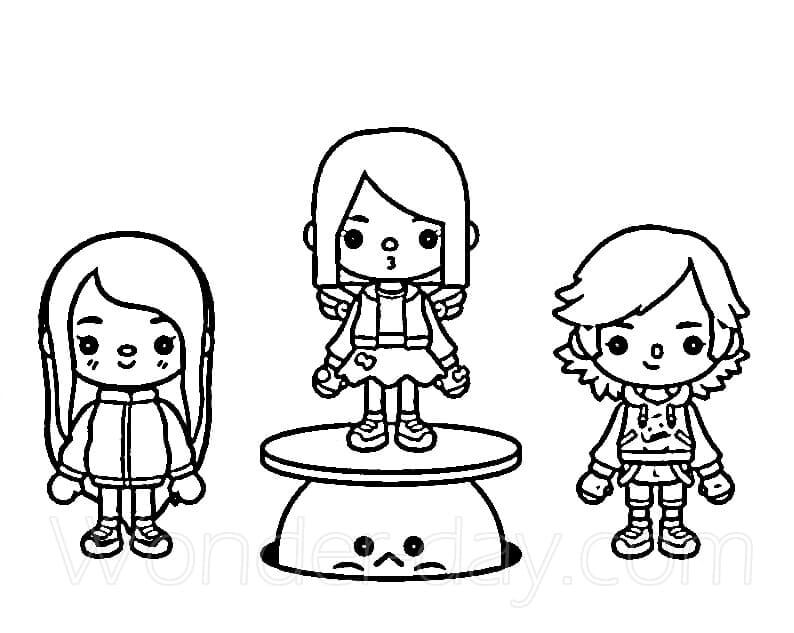Três Personagens Da Toca Boca para colorir