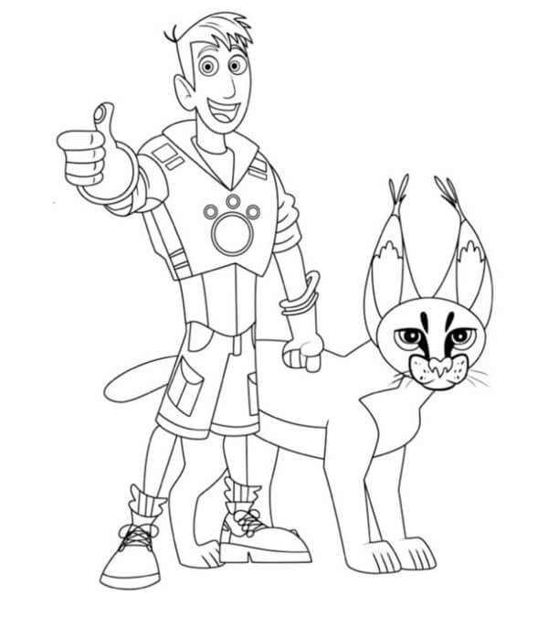 Desenhos de Um Dos Irmãos Kratt Fala Sobre Gatos Selvagens para colorir
