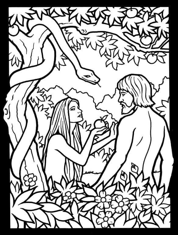 Eve And Adam Created From a Rib para colorir
