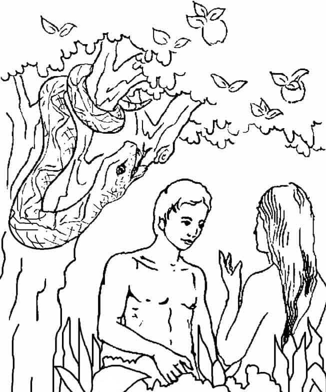 Desenhos de Adão e Eva Cometeram o Pecado Original para colorir