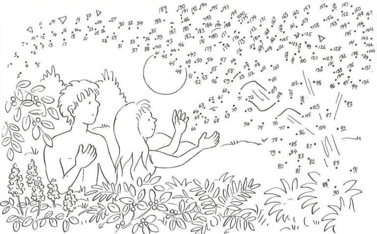 Desenhos de Adão e Eva, Cor Por Número para colorir