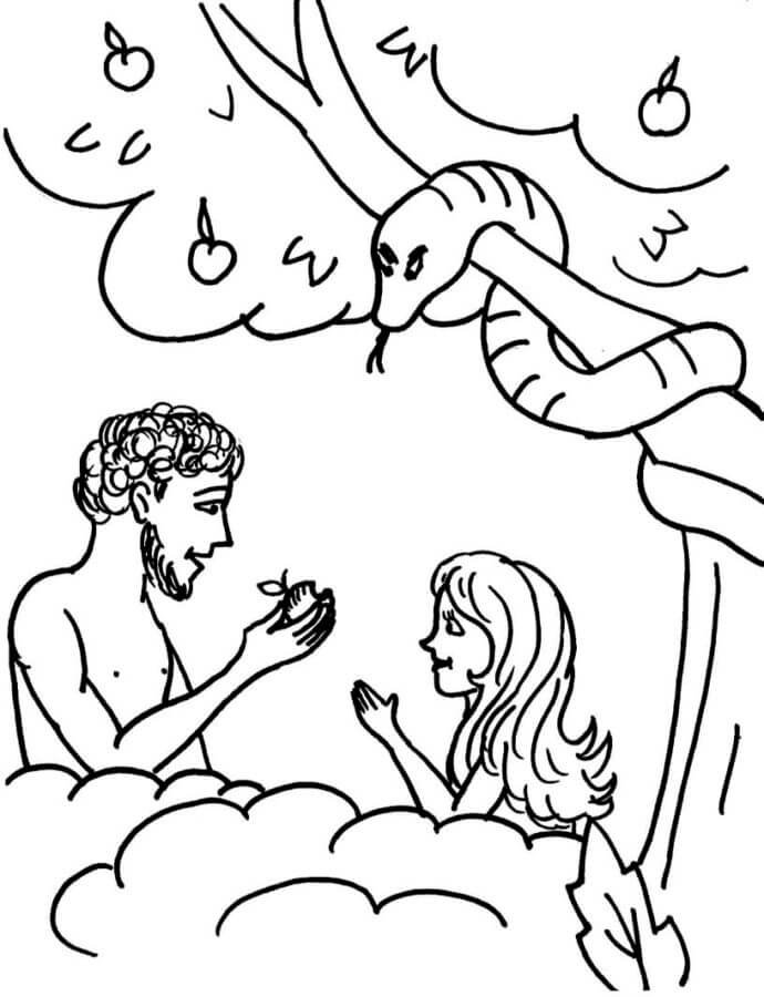 Desenhos de Adão e Eva Perderam Imediatamente a Inocência para colorir