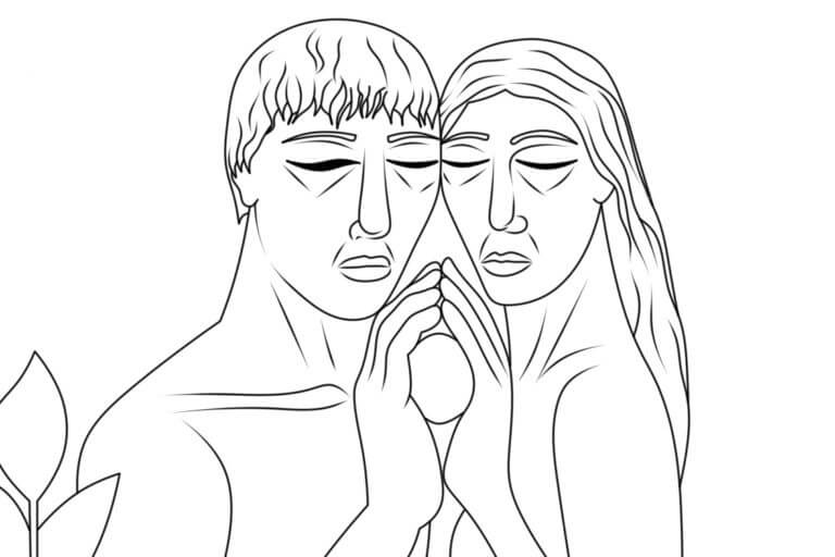 Básico Adão e Eva para colorir