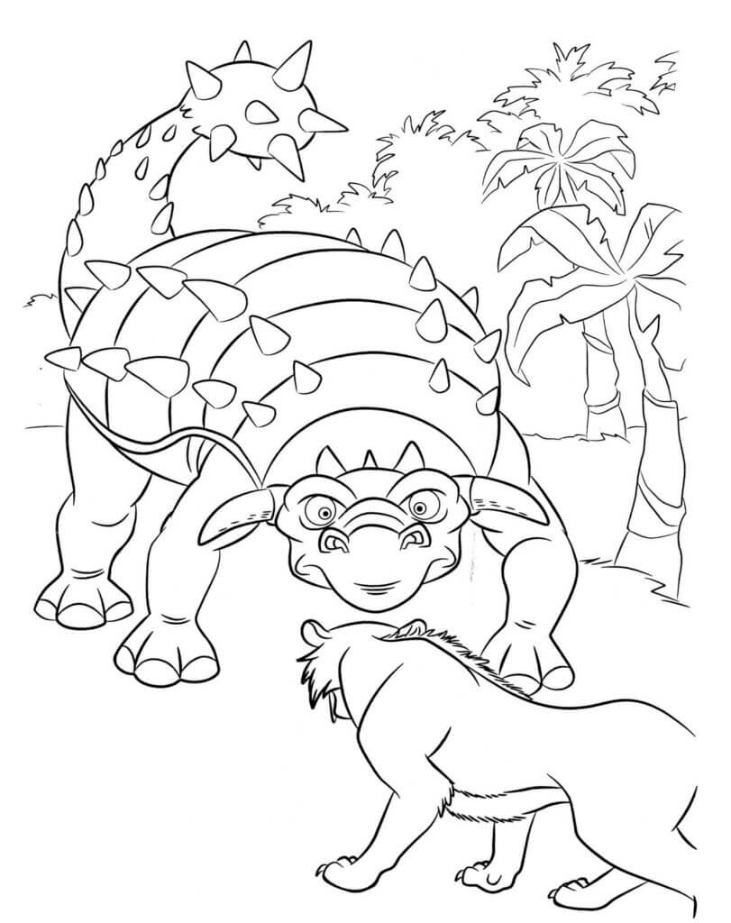 Dinossauro e Diego para colorir