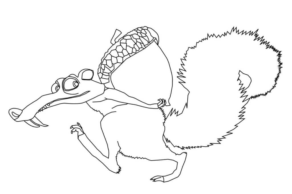 Desenhos de Esquilo Carrega Uma Bolota para colorir