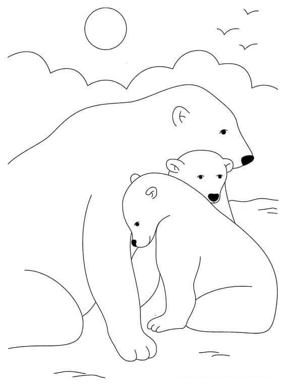 Desenhos de Família De Ursos Se Aquecendo Ao Sol para colorir