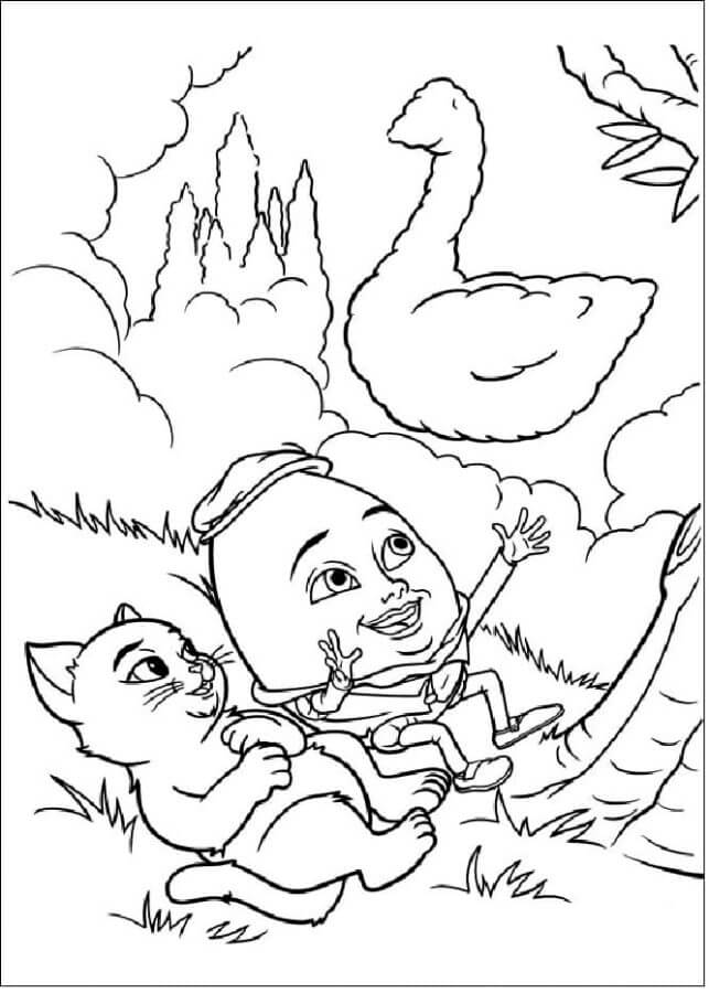 Desenhos de Humpty Dumpty Conta ao Gato Sobre Seus Sonhos para colorir