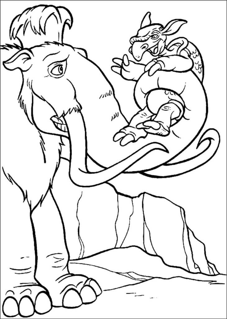 Desenhos de Mamute e Tartaruga para colorir