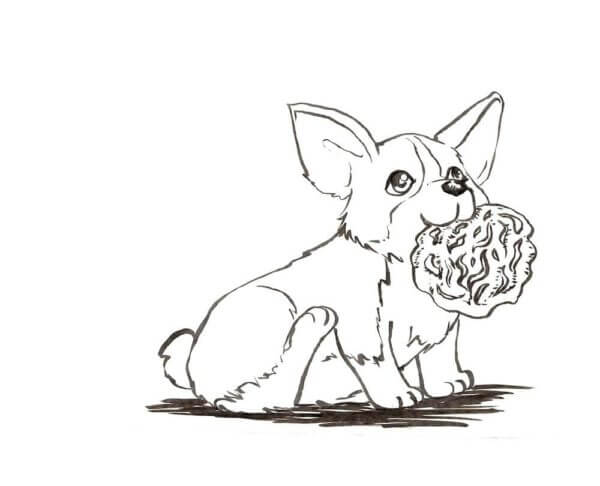 Desenhos de O Cachorrinho Roubou Um Pedaço De Carne para colorir