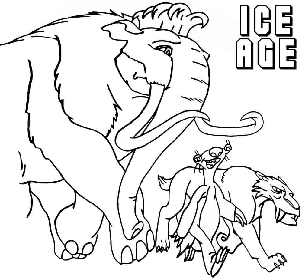 Desenhos de Personagens Da Era Do Gelo Caminhando para colorir