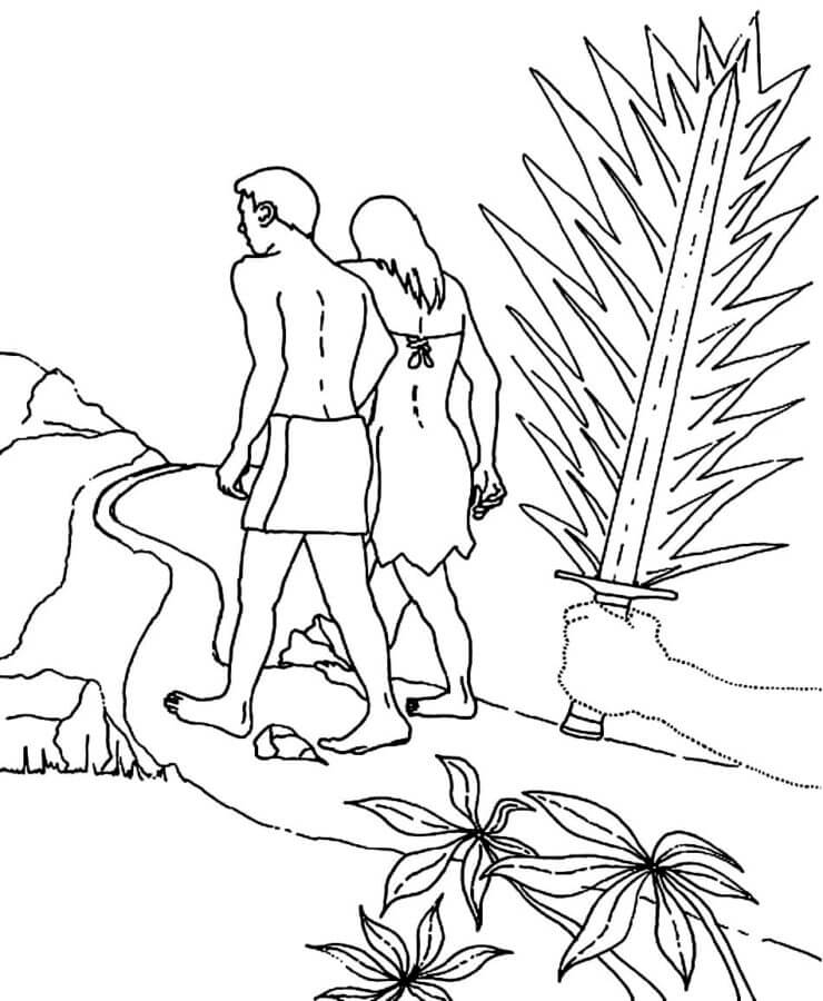 Desenhos de Querubins Do Éden Com Uma Espada Flamejante Expulsam Adão e Eva do Paraíso para colorir