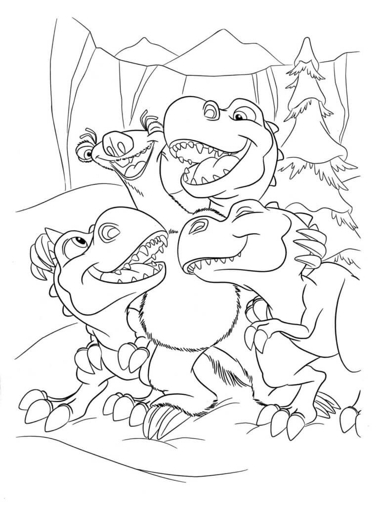 Desenhos de Risos De Preguiça e Dinossauros para colorir