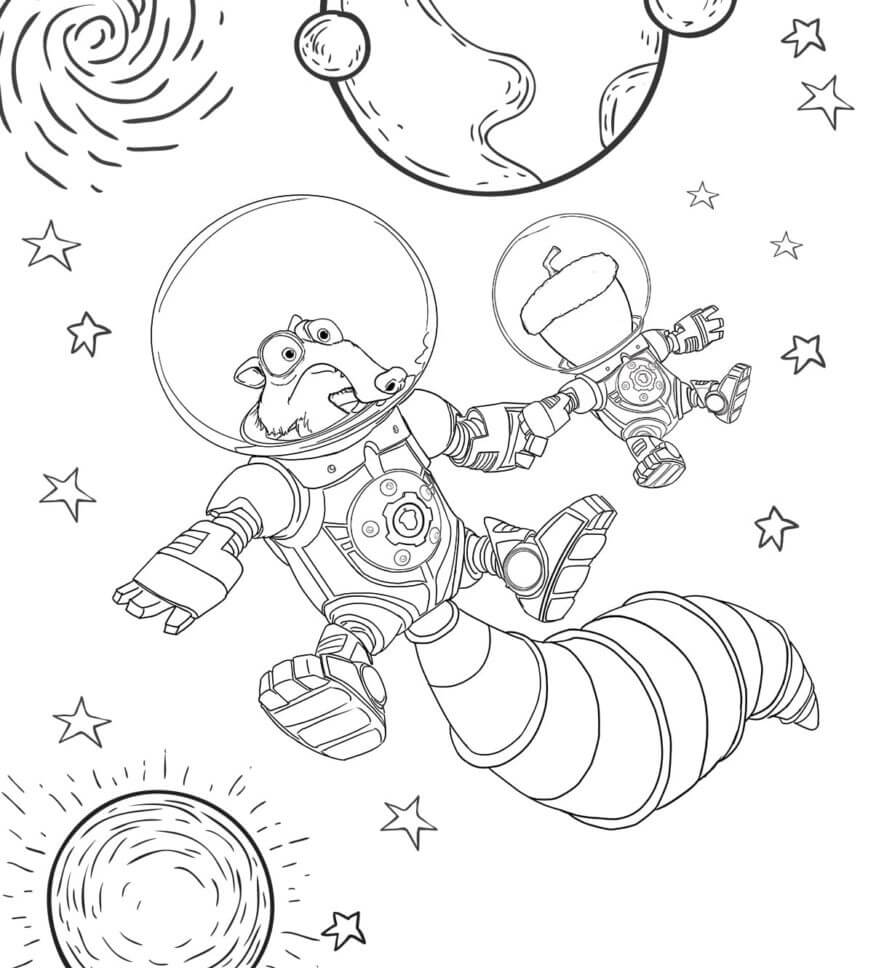 Desenhos de Scrat No Espaço para colorir