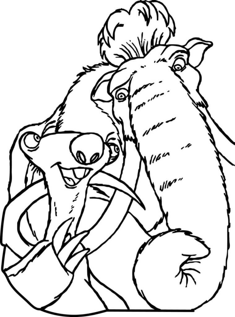 Desenhos de Sid e Manny Fofos para colorir