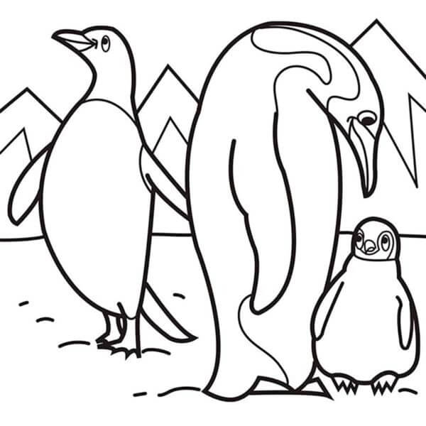 Desenhos de Um Bando De Pinguins Se Alegra Com o Sol para colorir