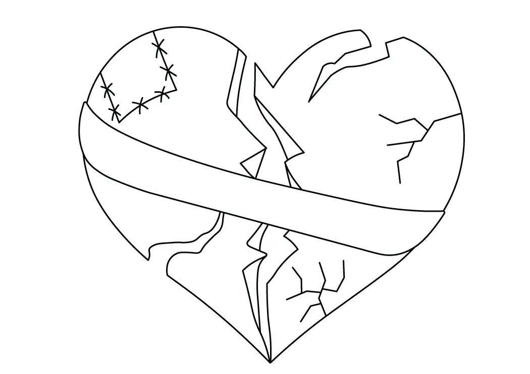 Desenhos de Coração Partido Básico para colorir